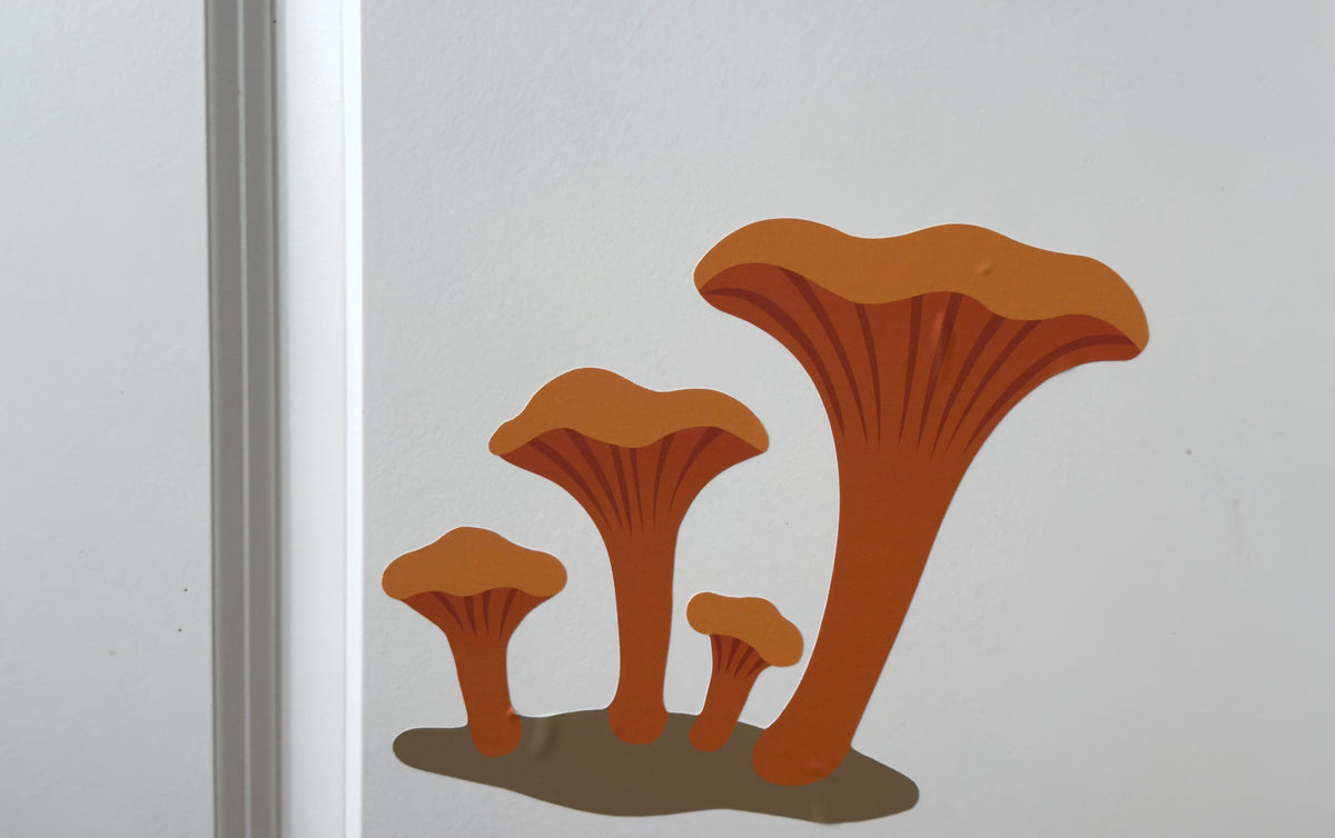 Wallsticker med kantareller på væg