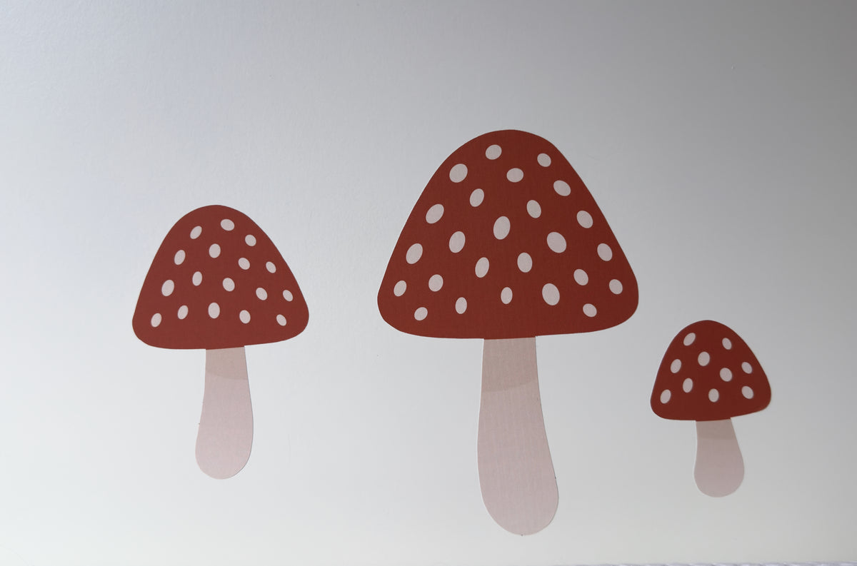 Wallstickers med svampe på væg