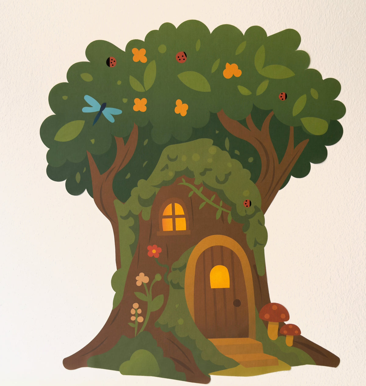 Wallsticker med træhus på væg