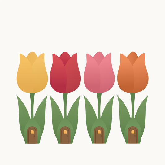 Wallsticker med tulipanhuse fra Little Northlings